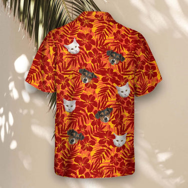 Red and Orange Tropical Silhouettes custom Hawaiian shirt with photos, example 3