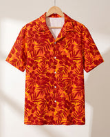Red and Orange Tropical Silhouettes Hawaiian shirt print before personalizing