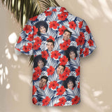 Red Hibiscus Tropics custom Hawaiian shirt with photos, example 1