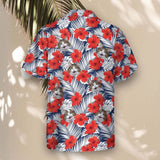 Red Hibiscus Tropics custom Hawaiian shirt with photos, example 3
