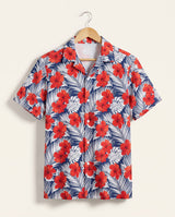 Red Hibiscus Tropics Hawaiian shirt print before personalizing