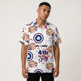 Red White and Blue Beach custom Hawaiian shirt with photos, example 3