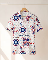 Red White and Blue Beach Hawaiian shirt print before personalizing