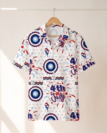 Red White and Blue Beach Hawaiian shirt print before personalizing