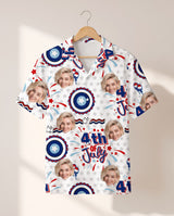 Red White and Blue Beach personalized Hawaiian shirt printed with customer faces