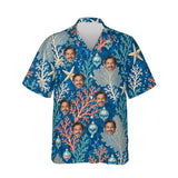 Reef Ornaments personalized Christmas Hawaiian shirt printed with customer faces, front view