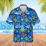 Reef Shark Hawaiian Shirt print before personalizing, front view