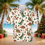 Reindeer Dinosaur Christmas Hawaiian Shirt print before personalizing, front view