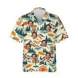 Retro 70s Disc Golf Hawaiian Shirt personalized with printed faces, front view