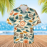 Retro 70s Disc Golf Hawaiian Shirt print before personalizing, front view
