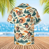 Retro 70s Disc Golf Hawaiian Shirt with custom faces, back view