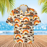 Retro 70s Trucker Hawaiian Shirt print before personalizing, front view