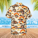Retro 70s Trucker Hawaiian Shirt with custom faces, back view