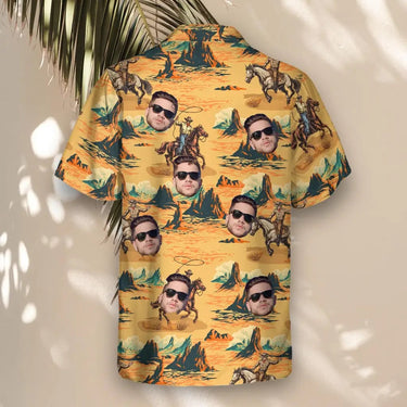 Retro Cowboy Rider custom Hawaiian shirt with photos, example 1