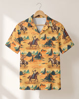 Retro Cowboy Rider Hawaiian shirt print before personalizing