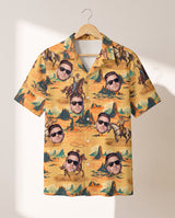 Retro Cowboy Rider personalized Hawaiian shirt printed with customer faces