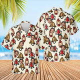 Retro Fire Station Firefighter Hawaiian Shirt with custom faces, front and back