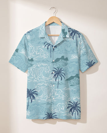 Retro Ocean Wave Hawaiian shirt print before personalizing