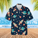 Retro Rocket Sci-Fi Hawaiian Shirt print before personalizing, front view