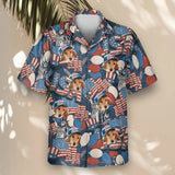 Retro USA Flag custom Hawaiian shirt with photos, example 2