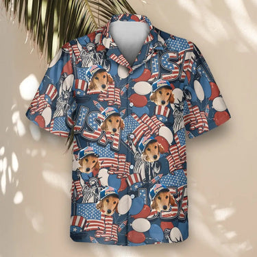 Retro USA Flag custom Hawaiian shirt with photos, example 2