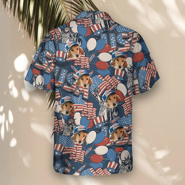Retro USA Flag custom Hawaiian shirt with photos, example 3