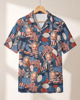 Retro USA Flag personalized Hawaiian shirt printed with customer faces