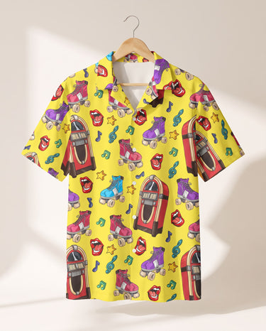 Retro Vinyl Vibes Hawaiian shirt print before personalizing