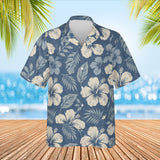 Reverse Print Hibiscus Aloha Shirt print before personalizing, front view