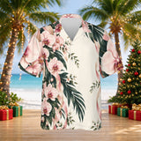 Ribbon Orchids Christmas Hawaiian shirt print before personalizing, front view