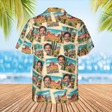 Roadside America Postcard Hawaiian Shirt with custom faces, back view