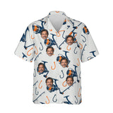 Rods & Reels Fishing Hawaiian Shirt personalized with printed faces, front view