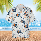 Rods & Reels Fishing Hawaiian Shirt print before personalizing, front view