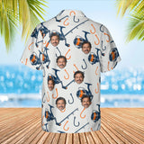Rods & Reels Fishing Hawaiian Shirt with custom faces, back view