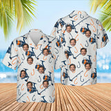 Rods & Reels Fishing Hawaiian Shirt with custom faces, front and back