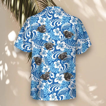 Royal Blue Tropics custom Hawaiian shirt with photos, example 3