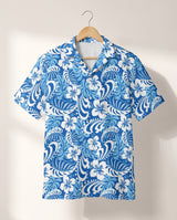 Royal Blue Tropics Hawaiian shirt print before personalizing