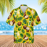 Rum & Coconut Caribbean Style Hawaiian Shirt print before personalizing, front view
