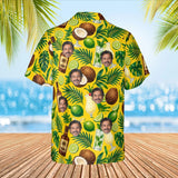 Rum & Coconut Caribbean Style Hawaiian Shirt with custom faces, back view