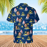 Sailboat Caribbean Style Hawaiian Shirt with custom faces, back view