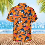 Sailfish Sunset Fishing Hawaiian Shirt with custom faces, back view