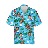 Sailing Parrot Tropical Hawaiian Shirt personalized with printed faces, front view