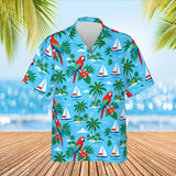 Sailing Parrot Tropical Hawaiian Shirt print before personalizing, front view