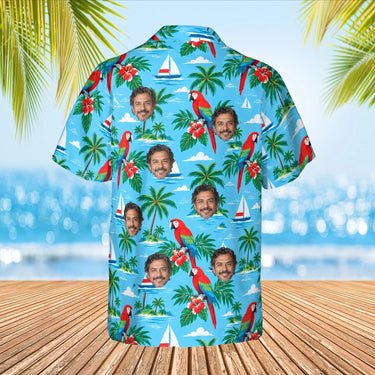 Sailing Parrot Tropical Hawaiian Shirt with custom faces, back view