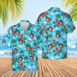 Sailing Parrot Tropical Hawaiian Shirt with custom faces, front and back