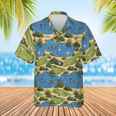 Sand Trap Disaster Funny Hawaiian Golf Shirt print before personalizing, front view