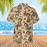 Sea Monster Map Kaiju Hawaiian Shirt with custom faces, back view