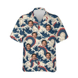 Sea Serpent Kaiju Hawaiian Shirt personalized with printed faces, front view