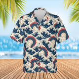 Sea Serpent Kaiju Hawaiian Shirt print before personalizing, front view