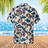Sea Serpent Kaiju Hawaiian Shirt with custom faces, back view